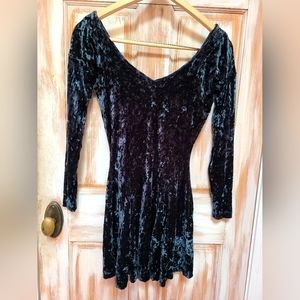 Betsey Johnson Crushed Velvet Green Cupcake Dress M